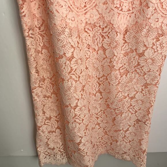 Ganni Duval Corded Lace Pink Midi Dress Womens EU 38 US 6/8 - Picture 8 of 16